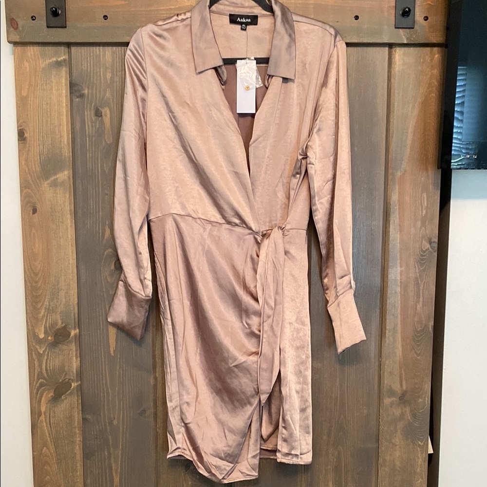 Adika Satin Wrap Dress in Blush